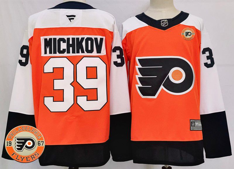 Men Philadelphia Flyers #39 Michkov Orange Fanatics 2025 NHL Jersey style 1